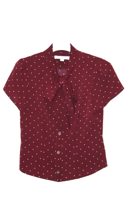 RN922 - 2 - Ibis Top - Burgundy Dots sold by Birds of North America