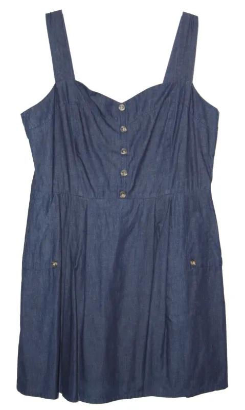 RN761 - 14 - Chlorophonia Dress - Dark Wash made by Birds of North America