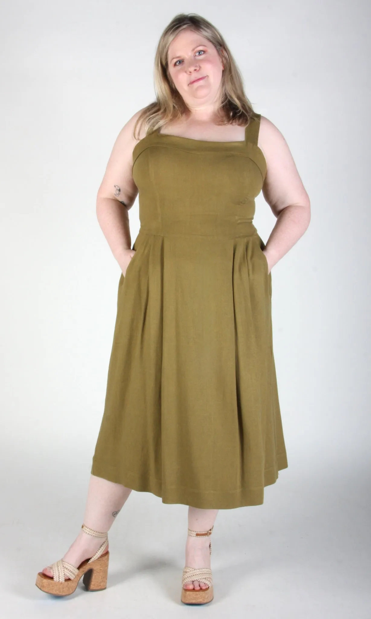 Thornbill Dress - Golden Moss sold by Birds of North America