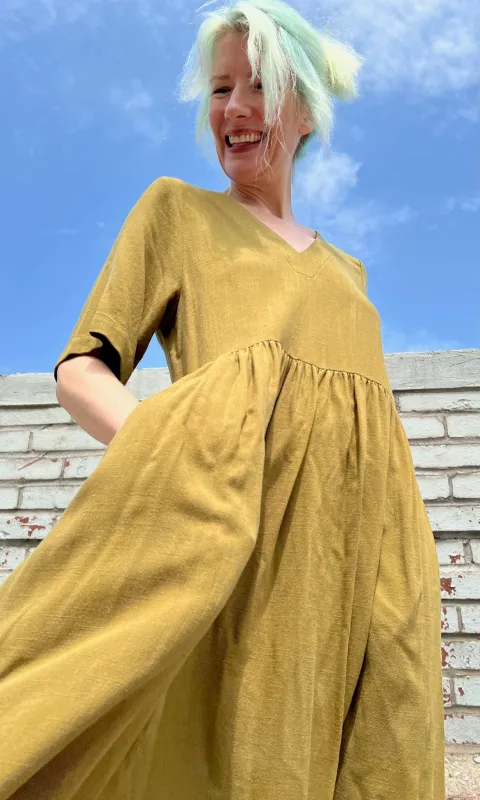 Kiskadee Dress - Golden Moss made by Birds of North America