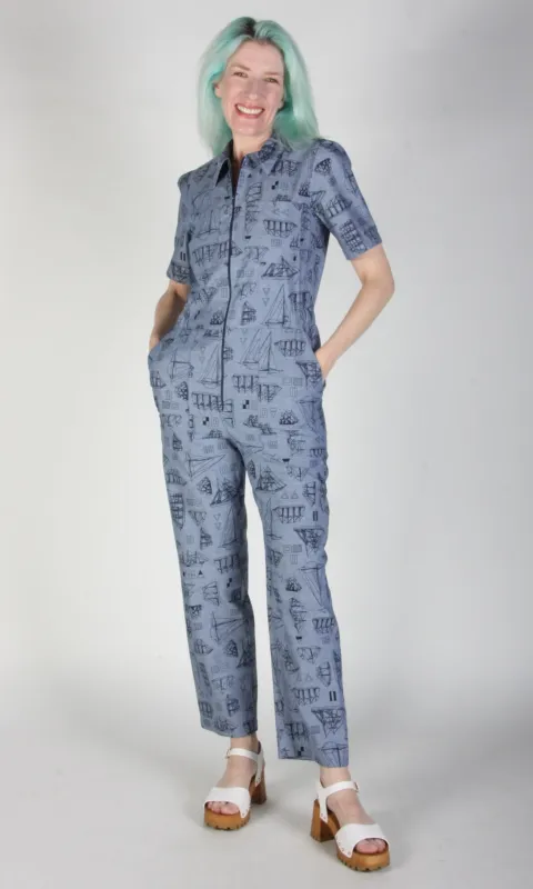 Twillick Jumpsuit - Nautical Chambray made by Birds of North America
