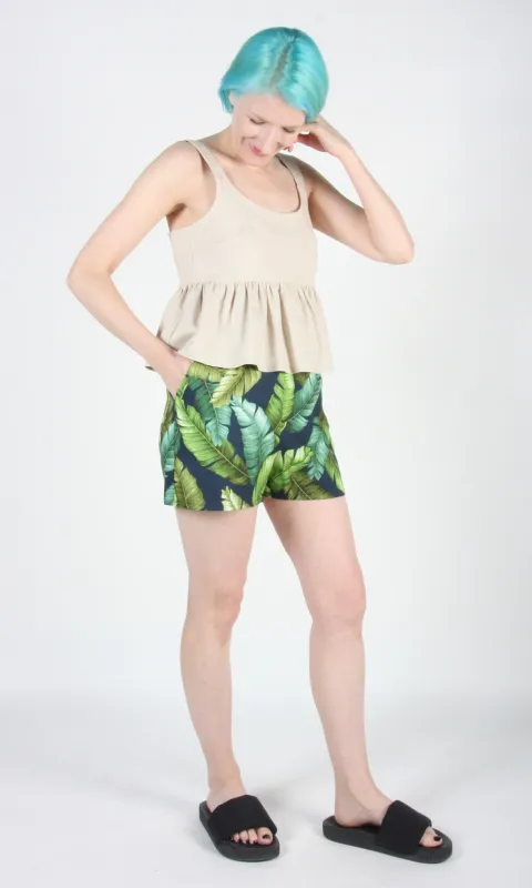 Umbrellabird Shorts - Banana Leaves made by Birds of North America