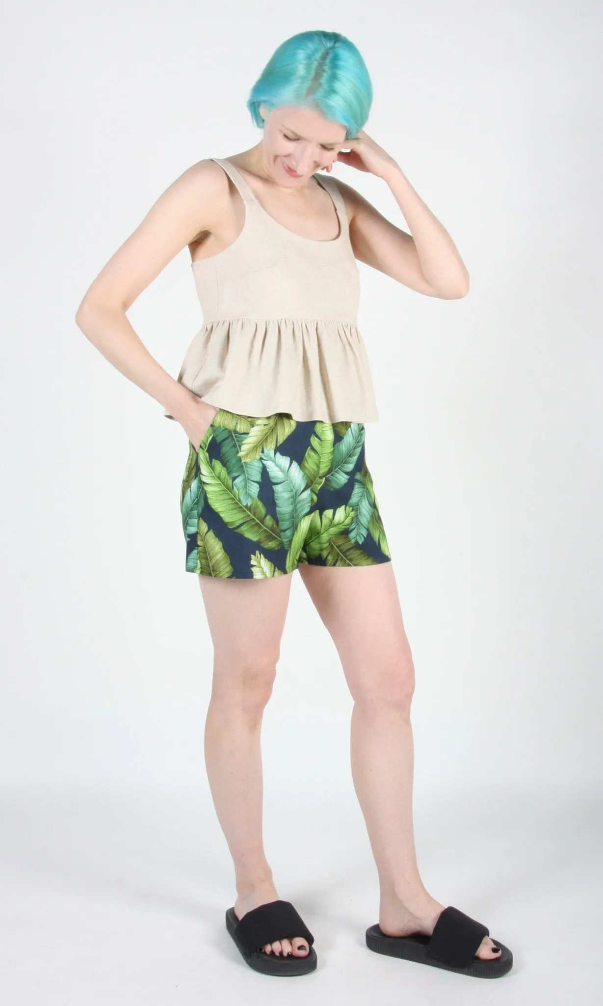 Umbrellabird Shorts - Banana Leaves sold by Birds of North America