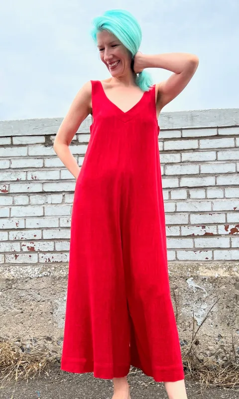 Tawny Pipit Jumpsuit - Red made by Birds of North America