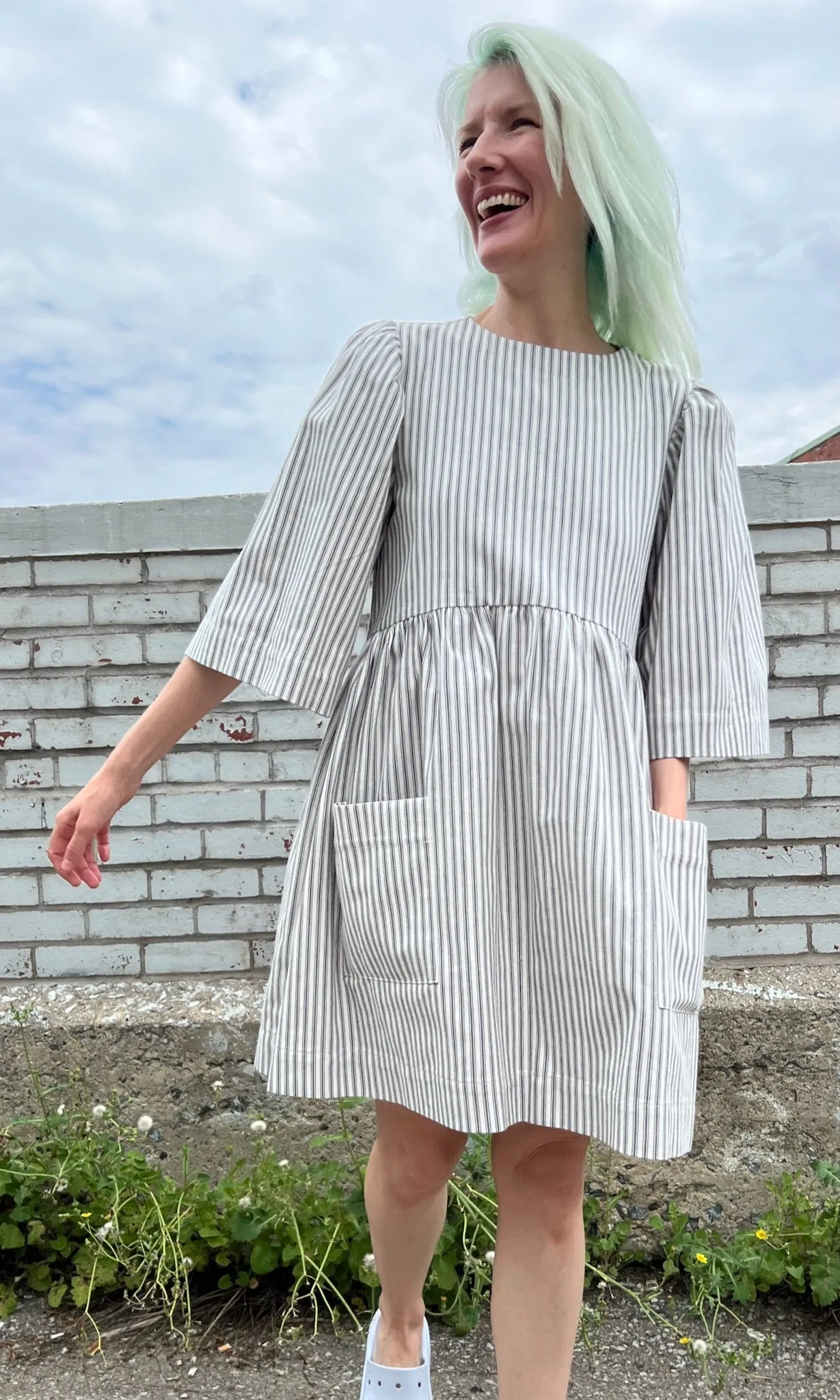 Chimney Swift Dress - Ticking Stripe sold by Birds of North America