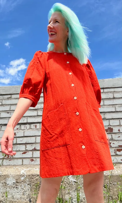 Wideawake Dress - Blood Orange made by Birds of North America