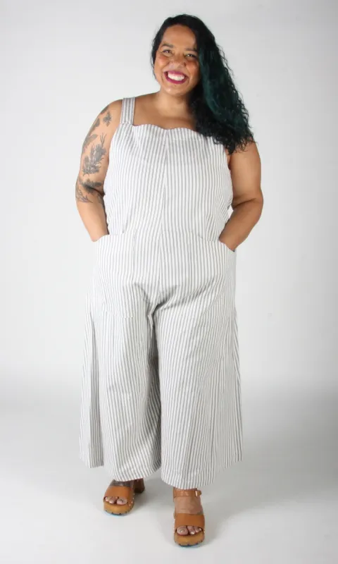 Dusky Greygone Jumpsuit - Ticking Stripe sold by Birds of North America