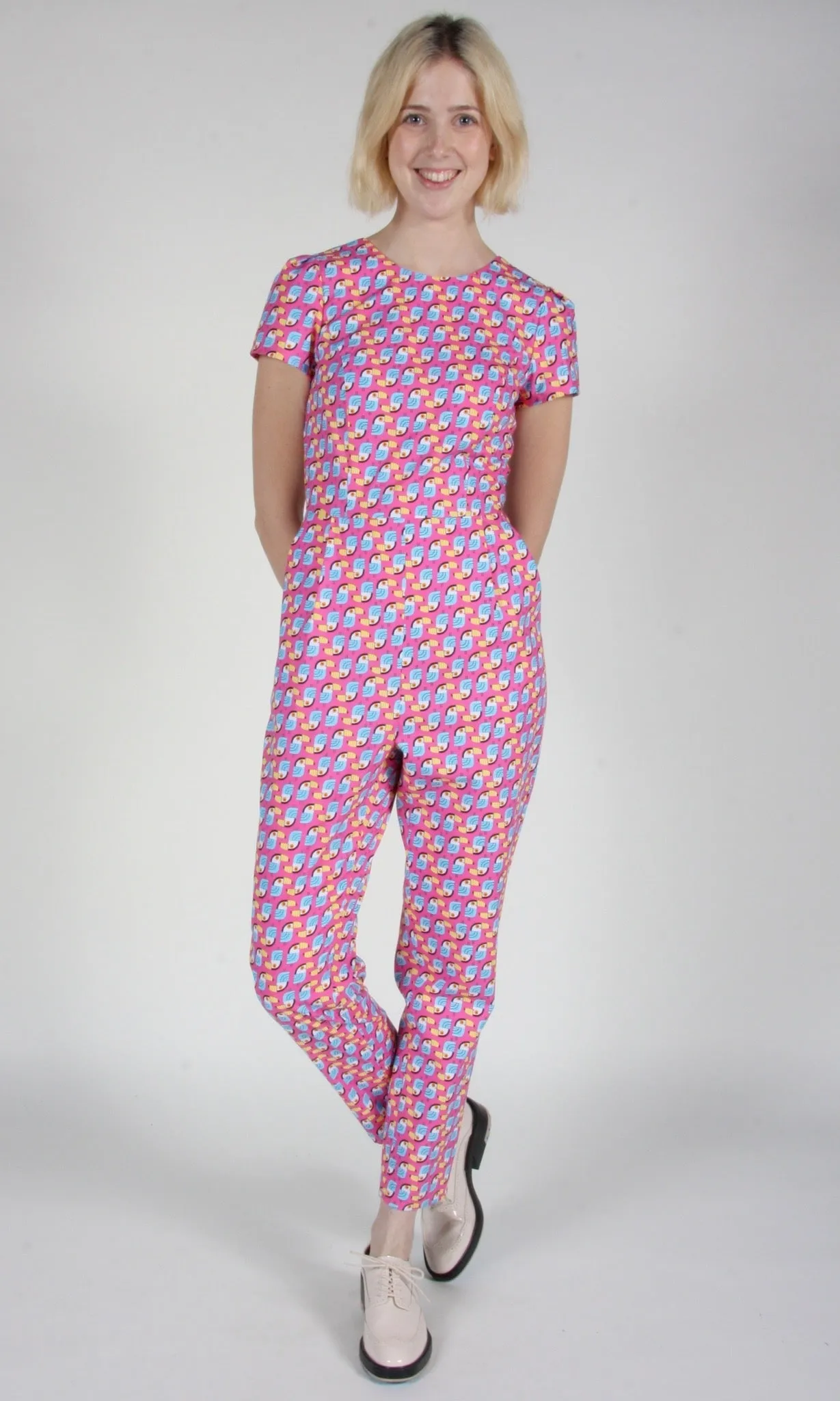 RN433 - 2 - Gyrfalcon Jumpsuit - Pink Toucans sold by Birds of North America product image thumbnail 3