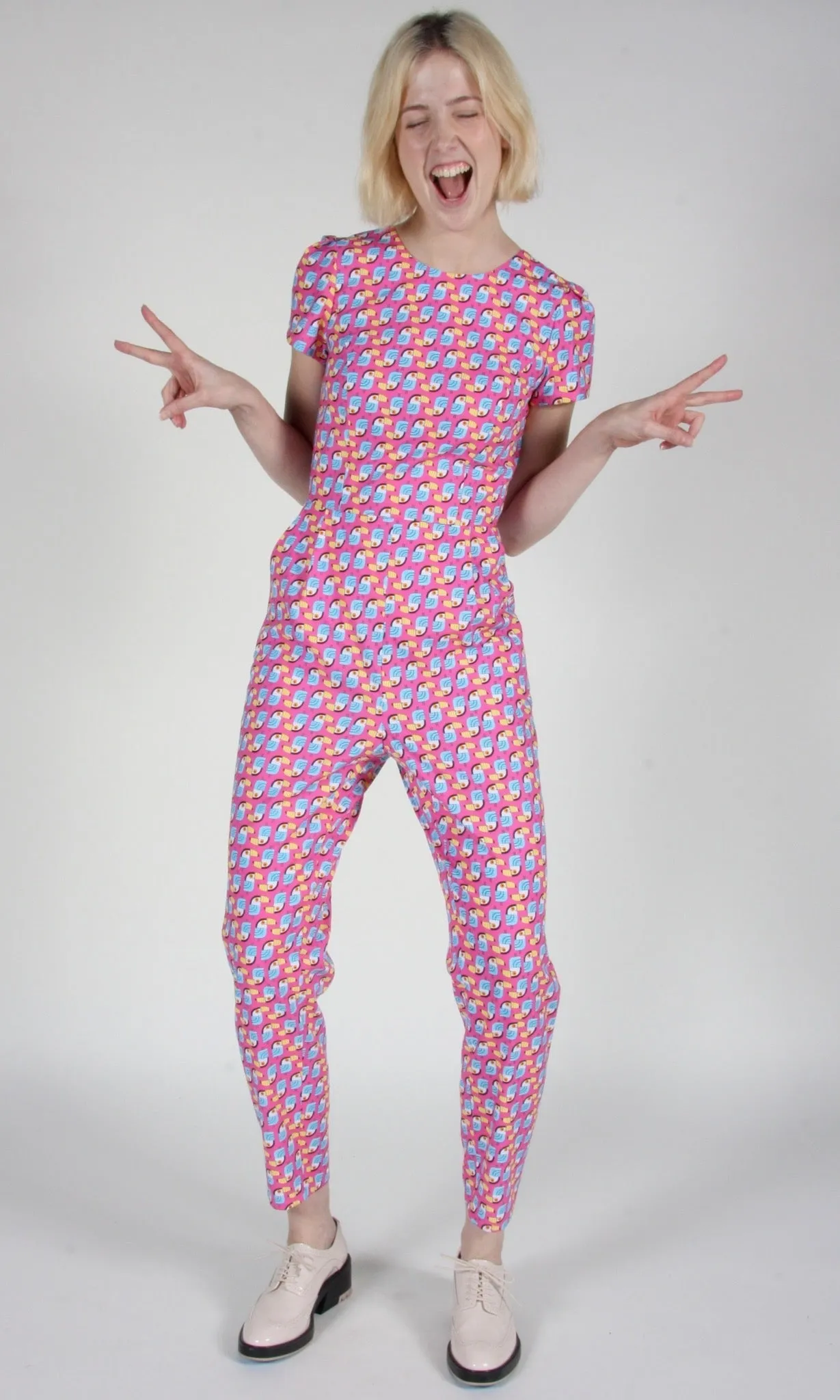 RN433 - 2 - Gyrfalcon Jumpsuit - Pink Toucans sold by Birds of North America product image thumbnail 4