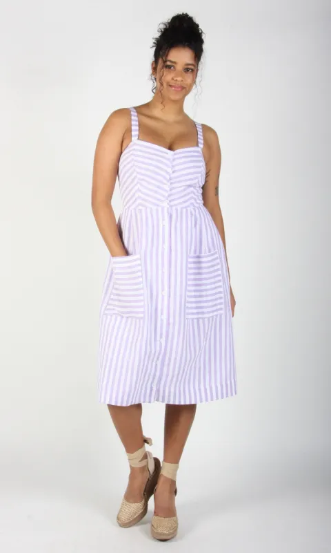 Vesper Sparrow Dress - Lavender Stripe made by Birds of North America