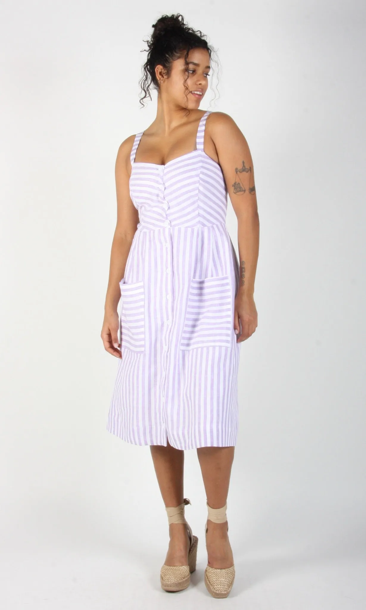 Vesper Sparrow Dress - Lavender Stripe sold by Birds of North America product image thumbnail 2