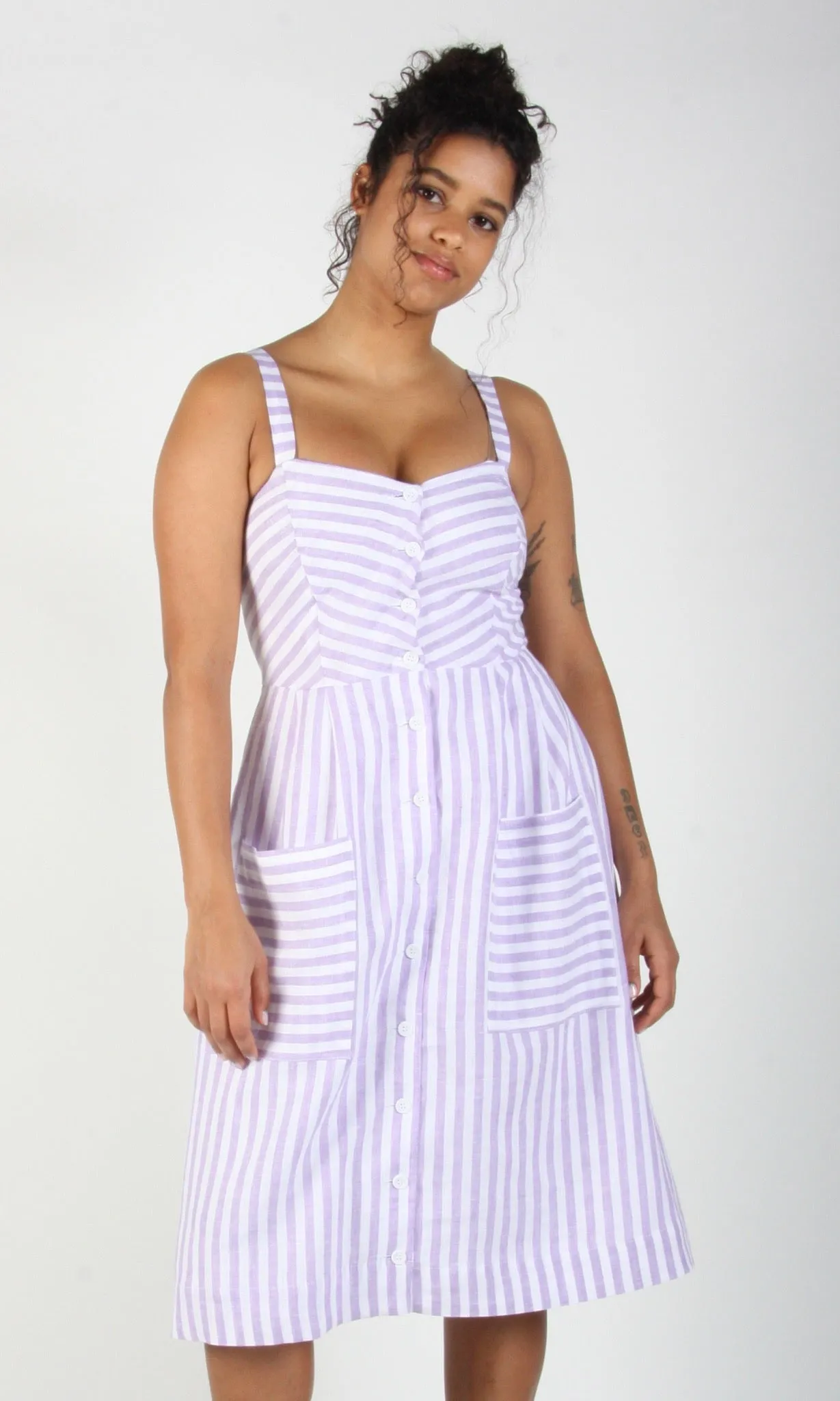 Vesper Sparrow Dress - Lavender Stripe sold by Birds of North America product image thumbnail 3