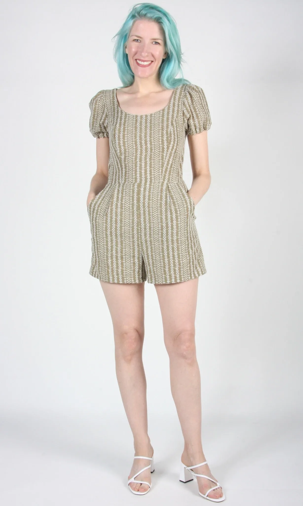 Bufflehead Romper - Sage Eyelet sold by Birds of North America