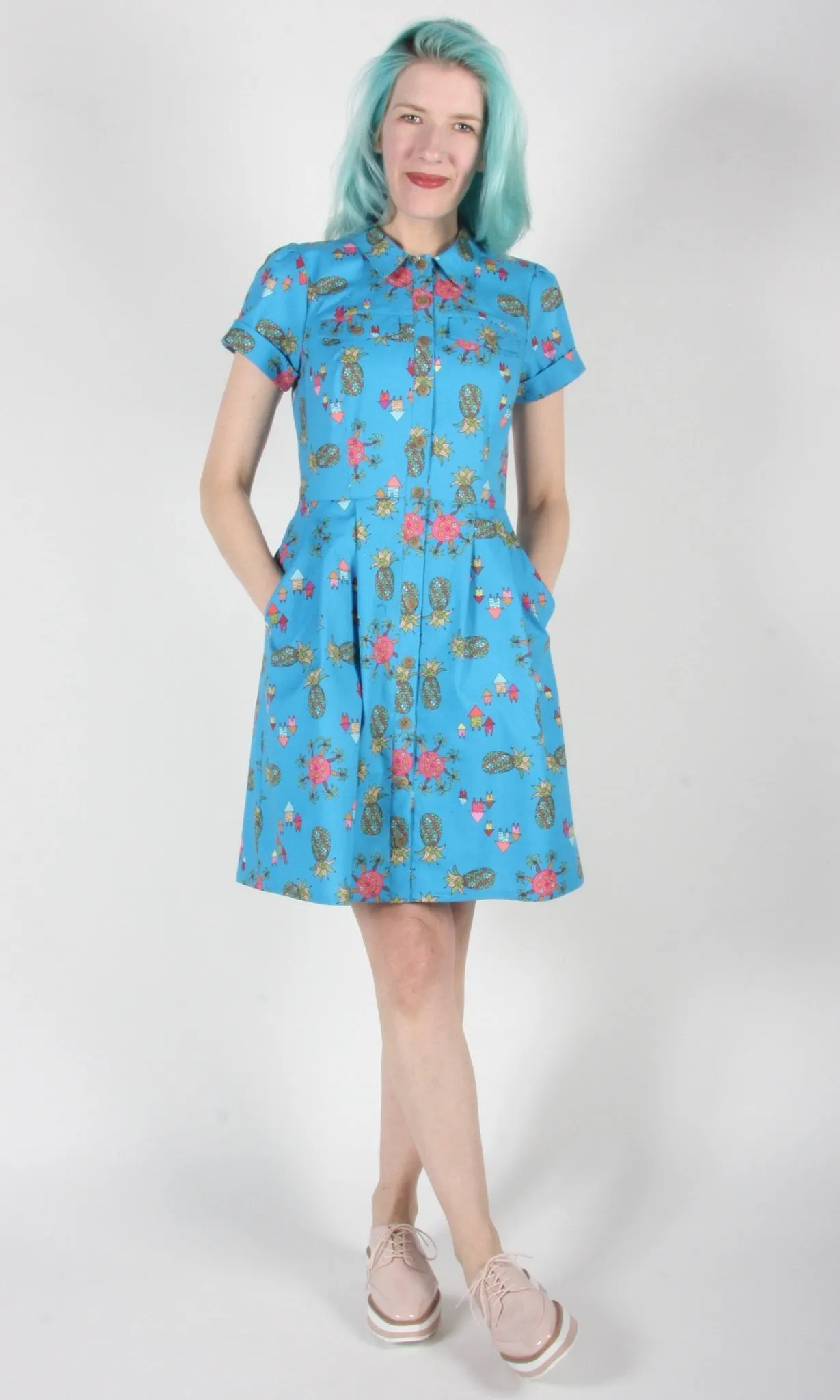Ptarmigan Dress - Blue Pineapple Party sold by Birds of North America