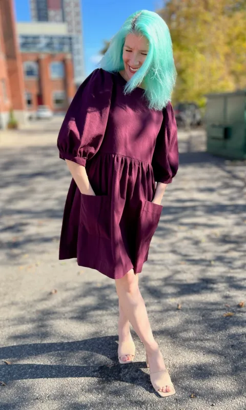 Flowerpiercer Dress - Burgundy made by Birds of North America