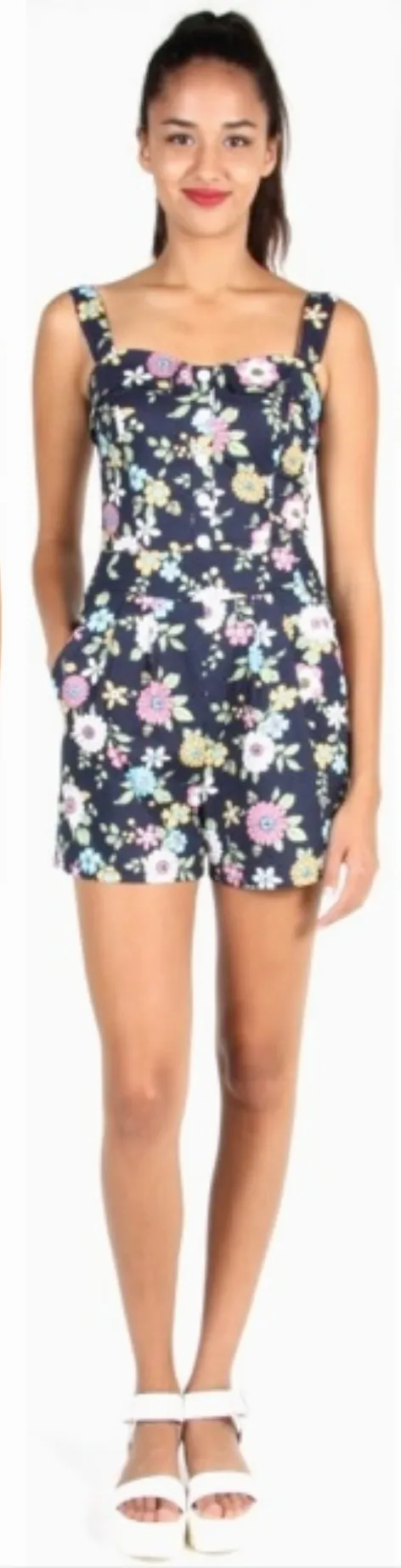 RN977 - 2 - Kiwi Romper - Navy Floral sold by Birds of North America product image thumbnail 3