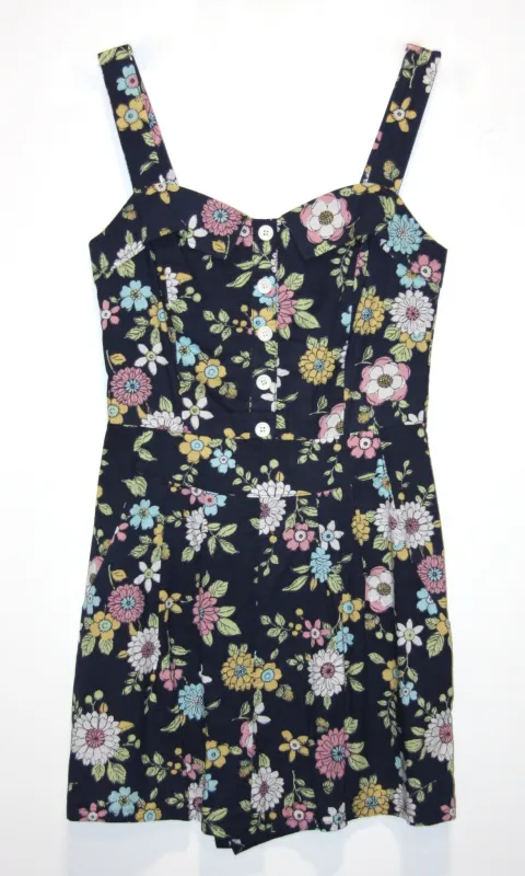 RN977 - 2 - Kiwi Romper - Navy Floral made by Birds of North America