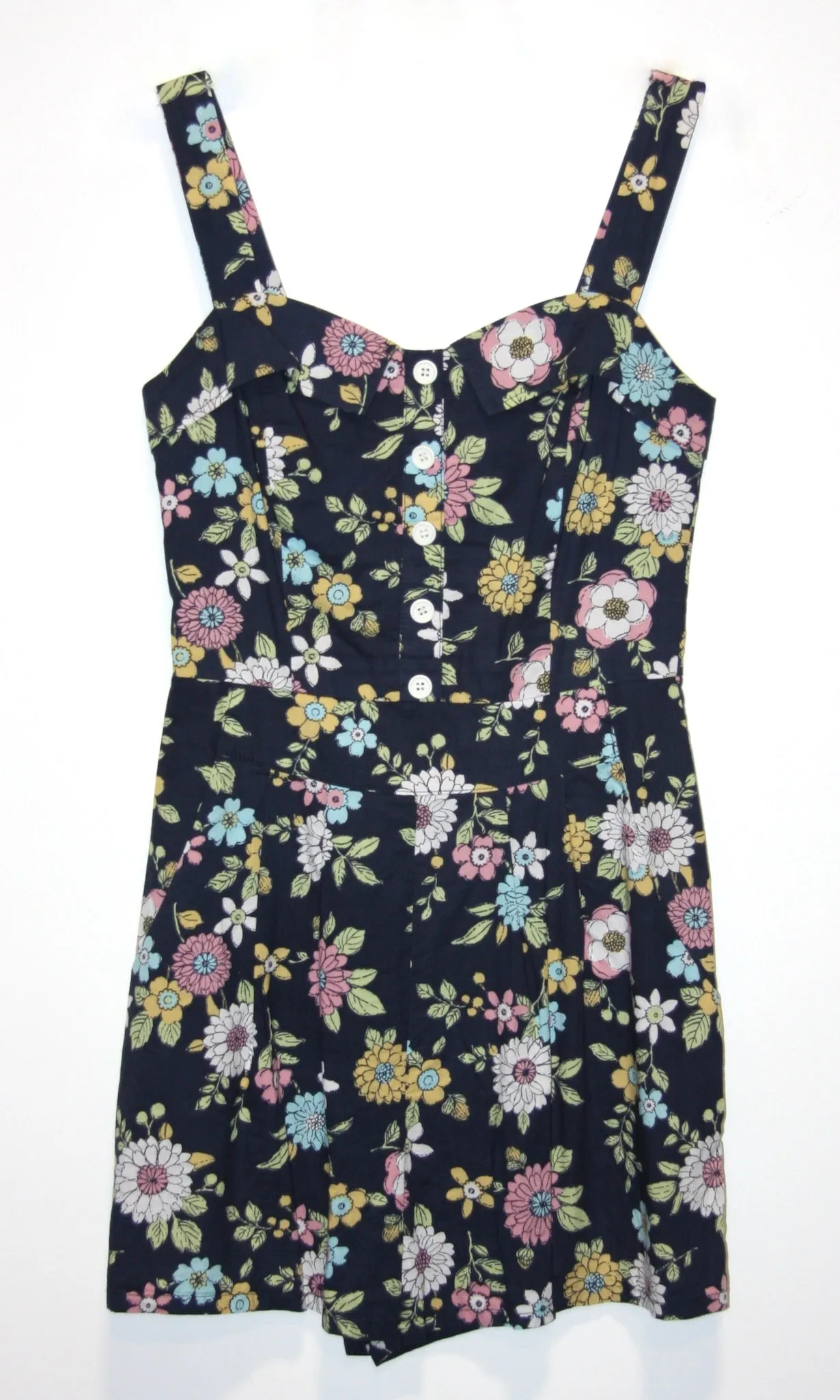 RN977 - 2 - Kiwi Romper - Navy Floral sold by Birds of North America