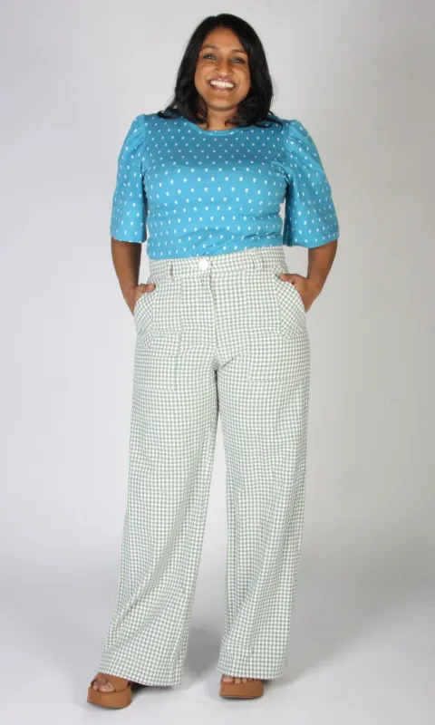 Gannet Pant - Sage Gingham made by Birds of North America