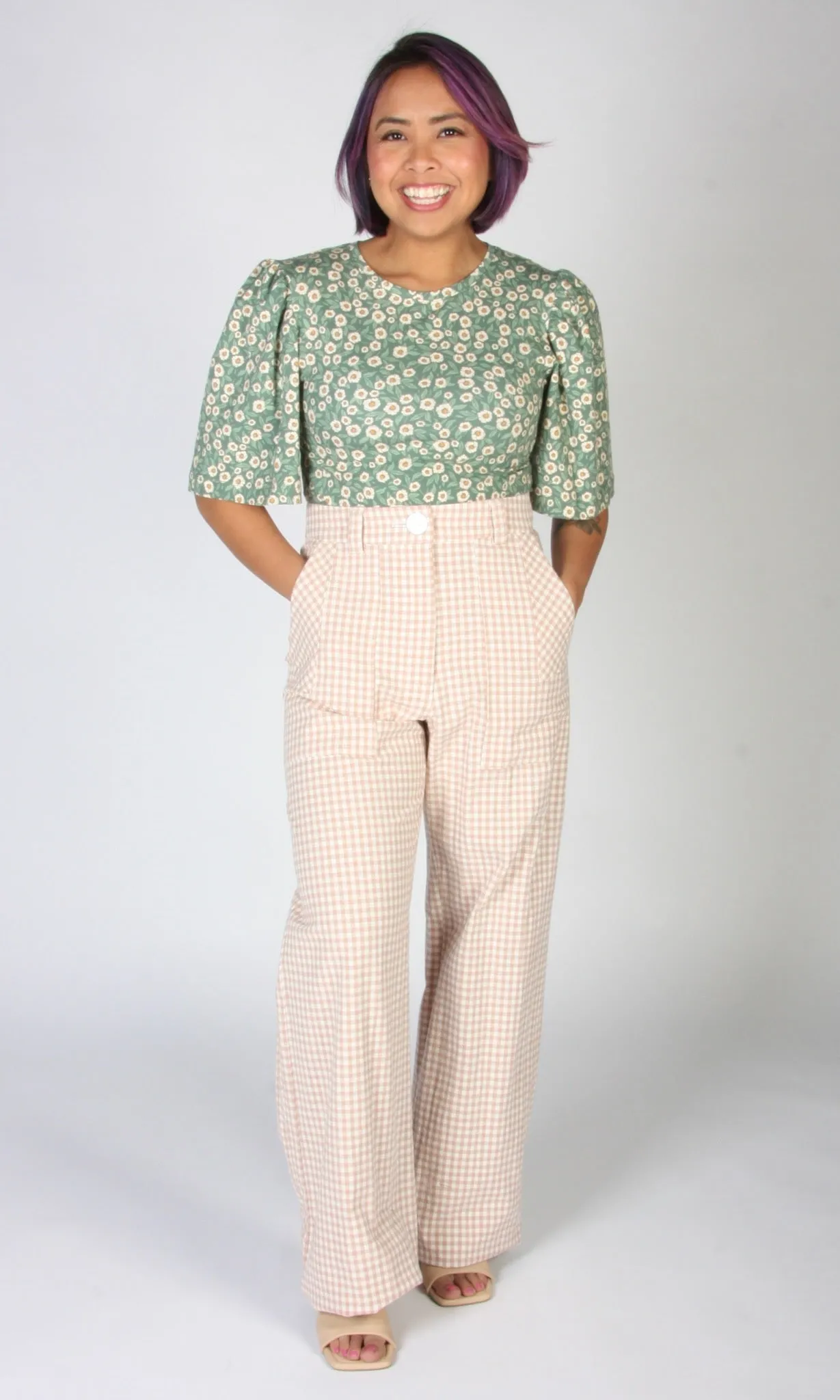 Gannet Pant - Peach Gingham sold by Birds of North America