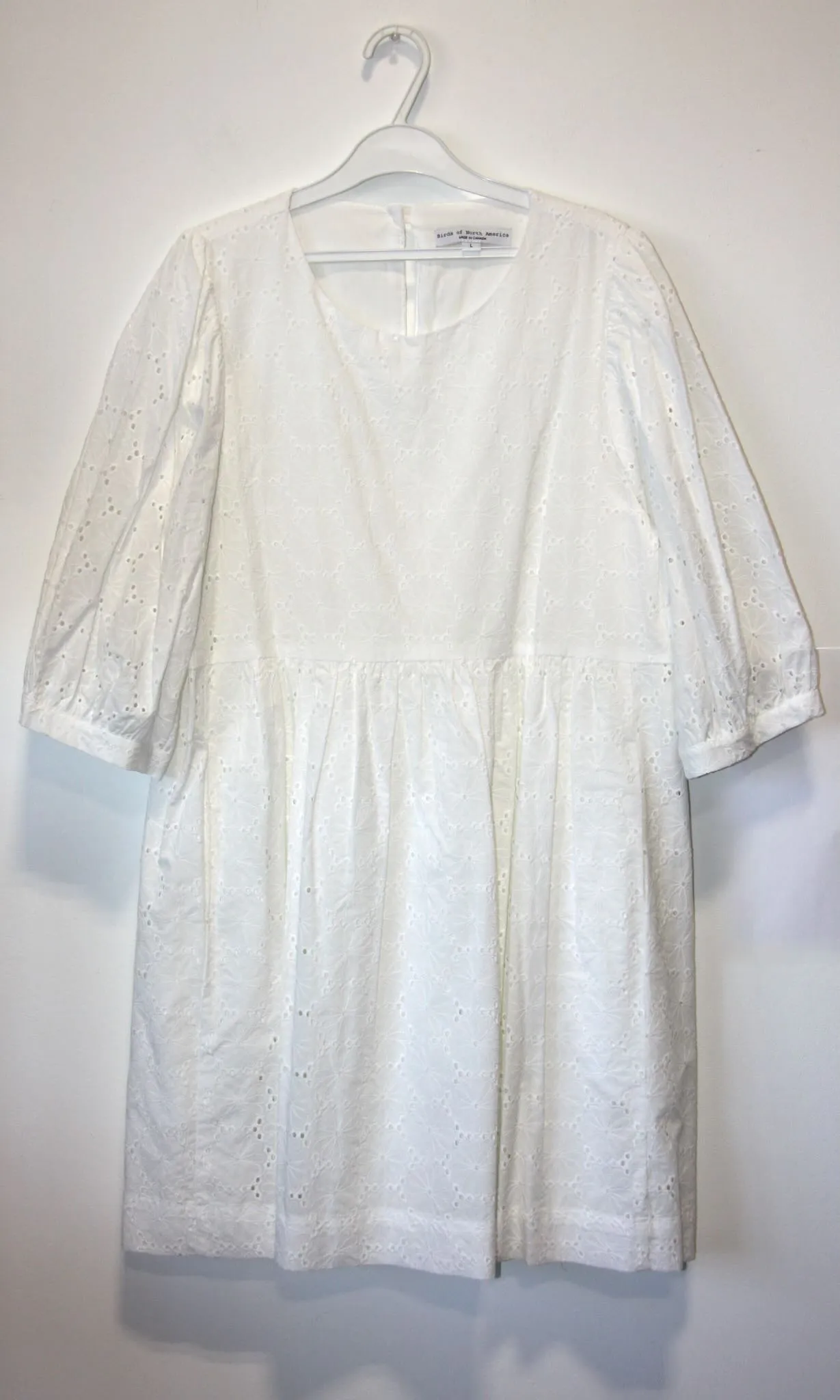 SS570 - L - Bluebonnet Dress - White sold by Birds of North America