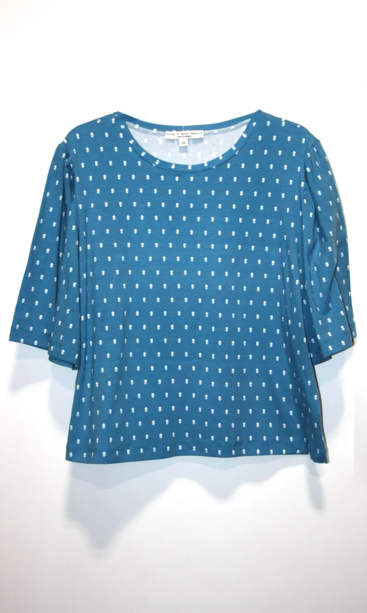 SS689 - 3X - Peahen Top - Blue Flowers sold by Birds of North America