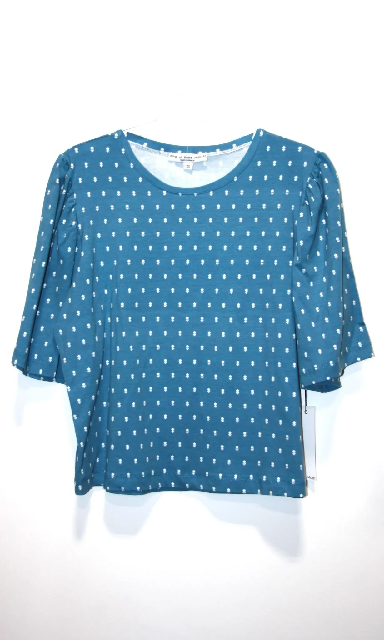 SS688 - 2X - Peahen Top - Blue Flowers sold by Birds of North America