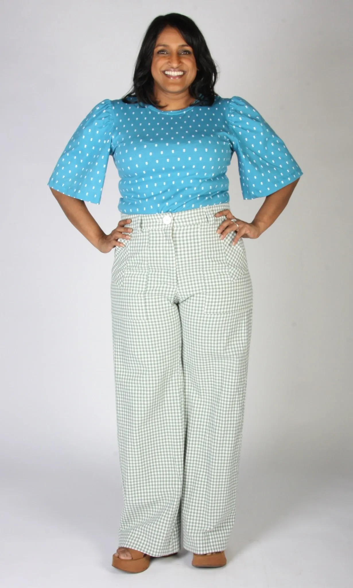 SS662 - M - Peahen Top - Blue Flowers sold by Birds of North America product image thumbnail 4