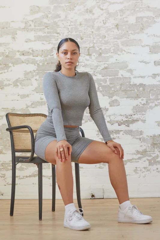 LUNA LONG SLEEVE TOP - Heather Grey sold by Cherry Gardens