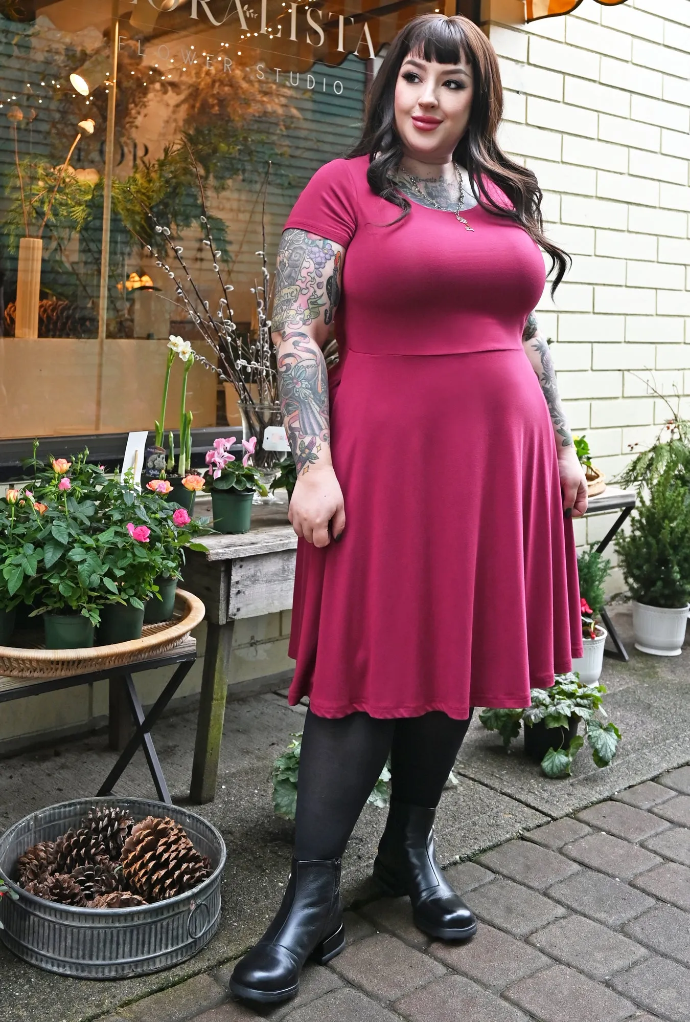 Farrah Dress - Raspberry Bamboo Knit sold by Cherry Velvet product image thumbnail 3