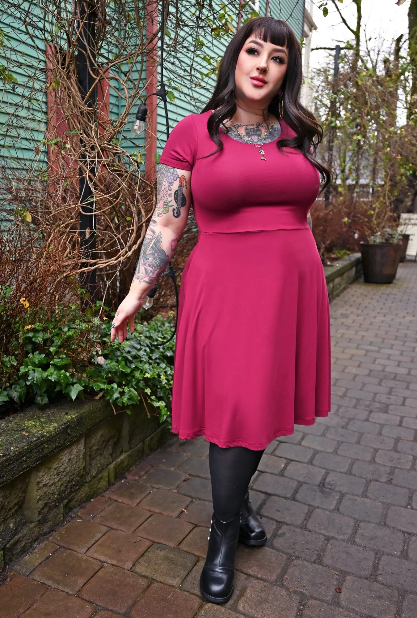 Farrah Dress - Raspberry Bamboo Knit sold by Cherry Velvet product image thumbnail 4