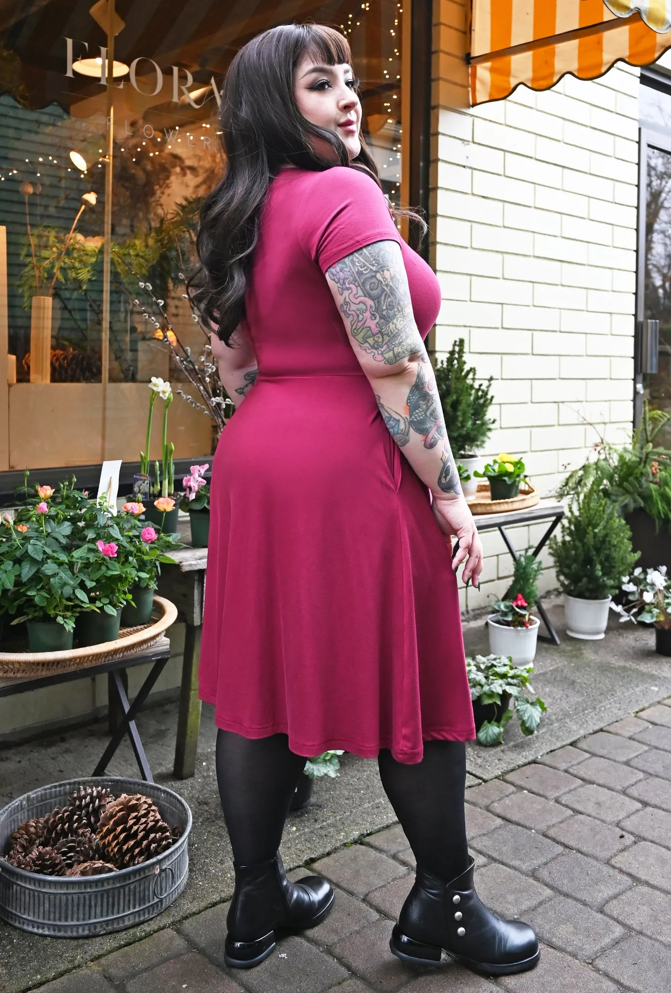 Farrah Dress - Raspberry Bamboo Knit sold by Cherry Velvet product image thumbnail 5