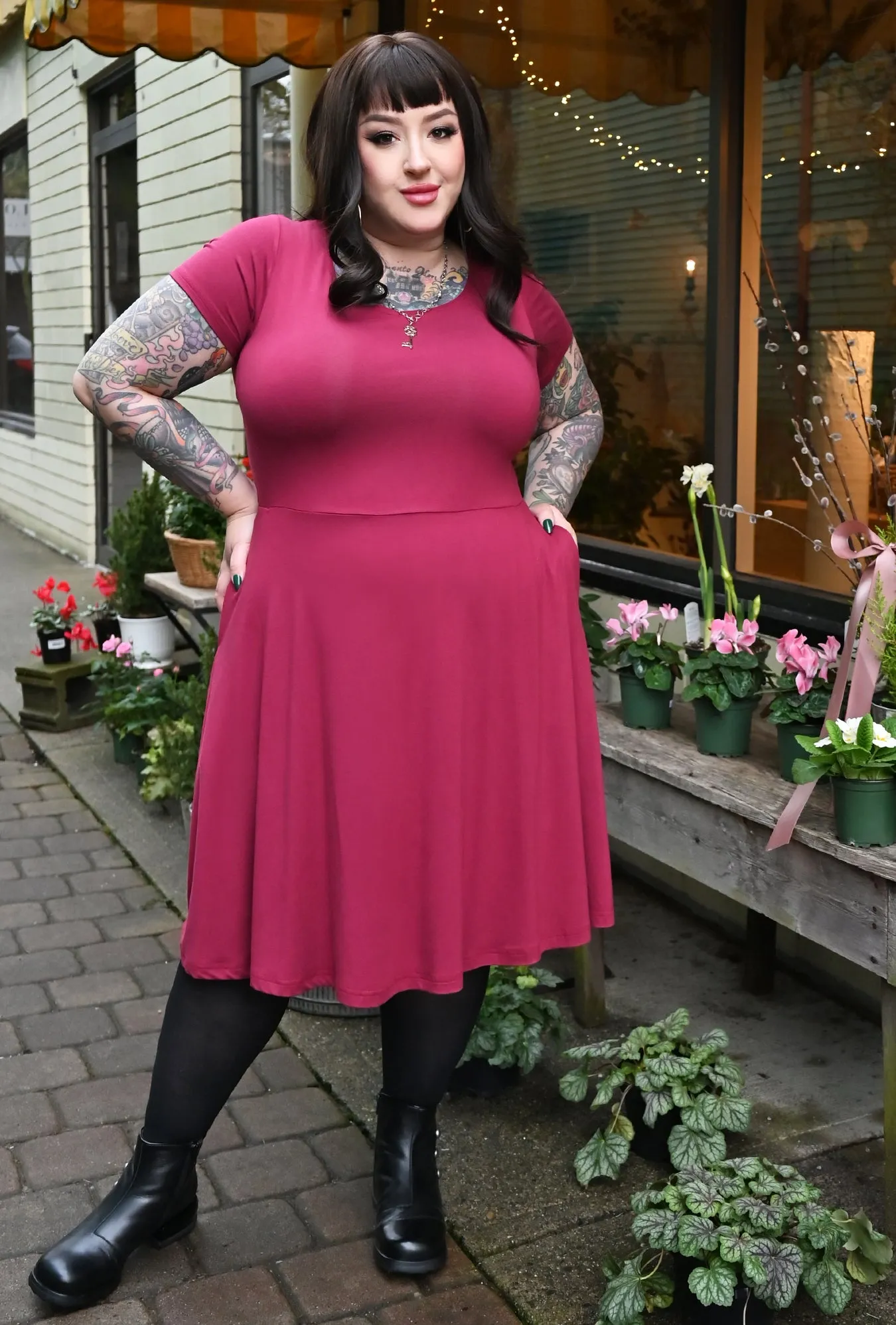 Farrah Dress - Raspberry Bamboo Knit sold by Cherry Velvet product image thumbnail 2