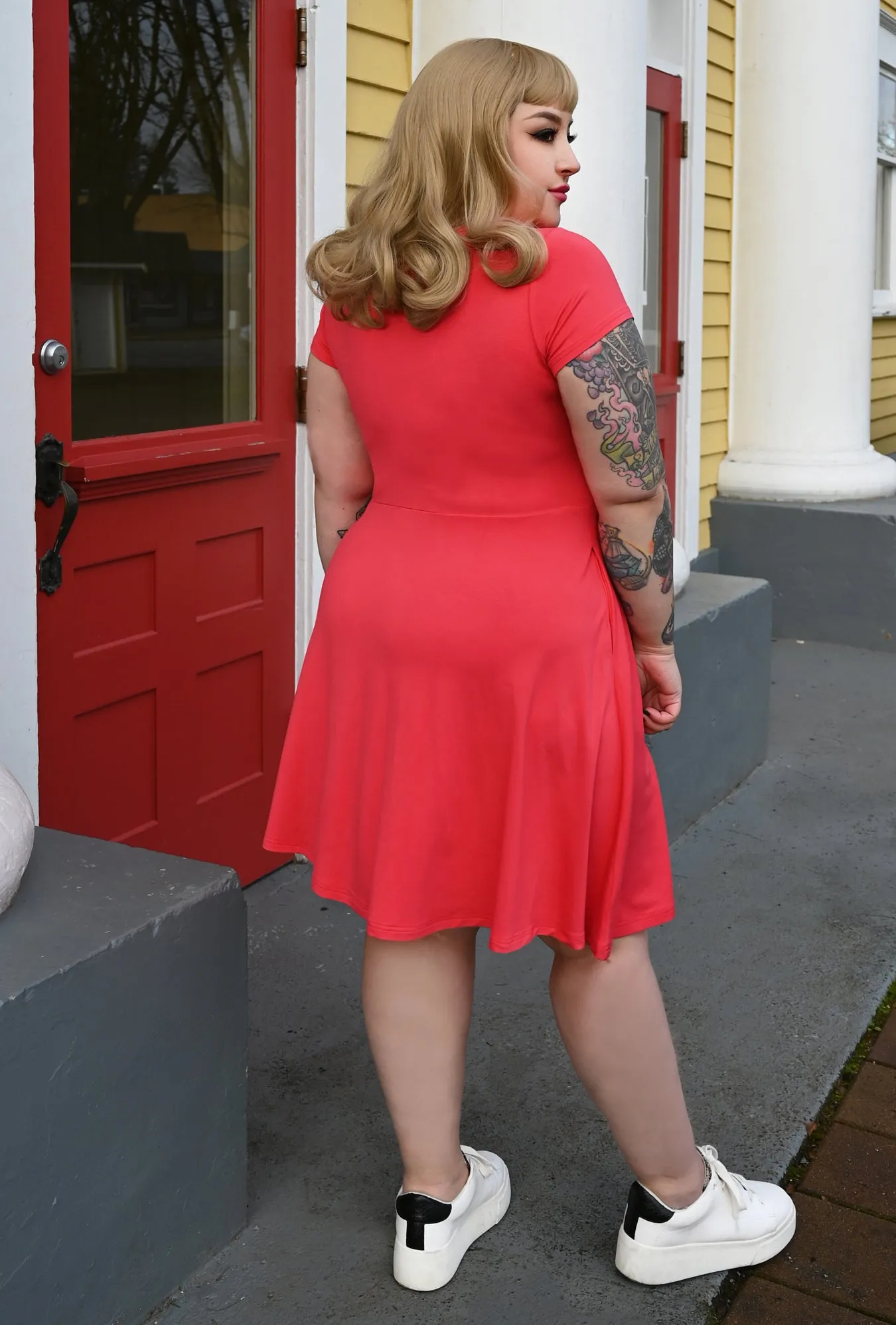 Farrah Dress - Coral Bamboo Knit sold by Cherry Velvet product image thumbnail 4