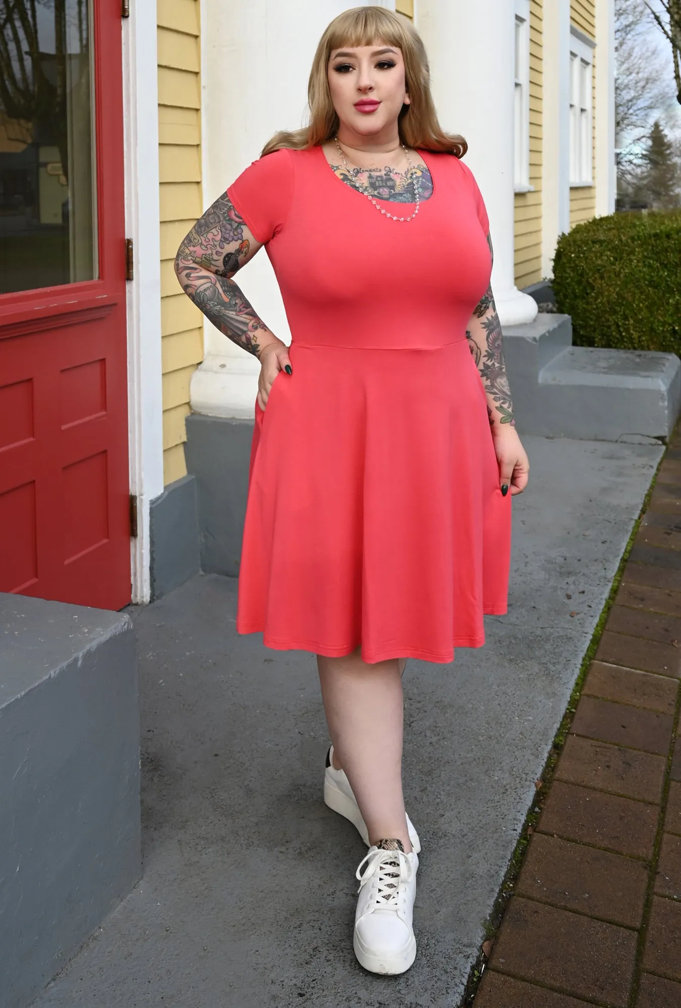 Farrah Dress - Coral Bamboo Knit sold by Cherry Velvet product image thumbnail 3