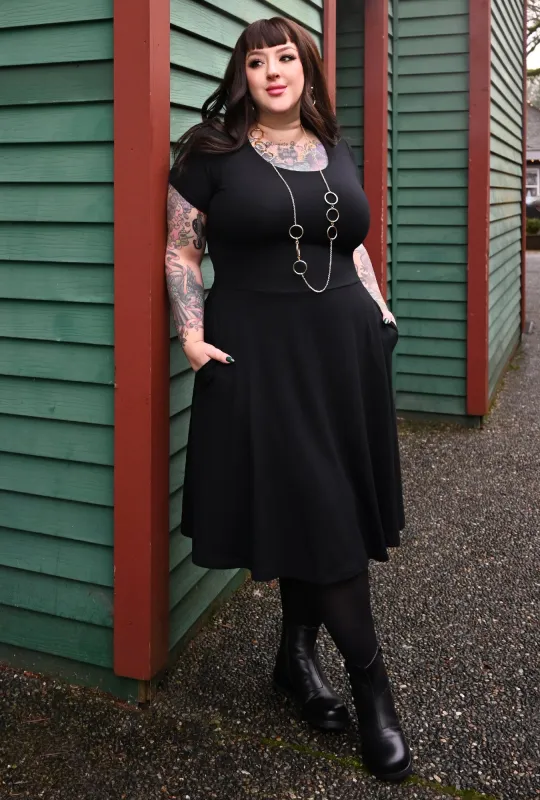Farrah Dress - Black Bamboo Knit sold by Cherry Velvet