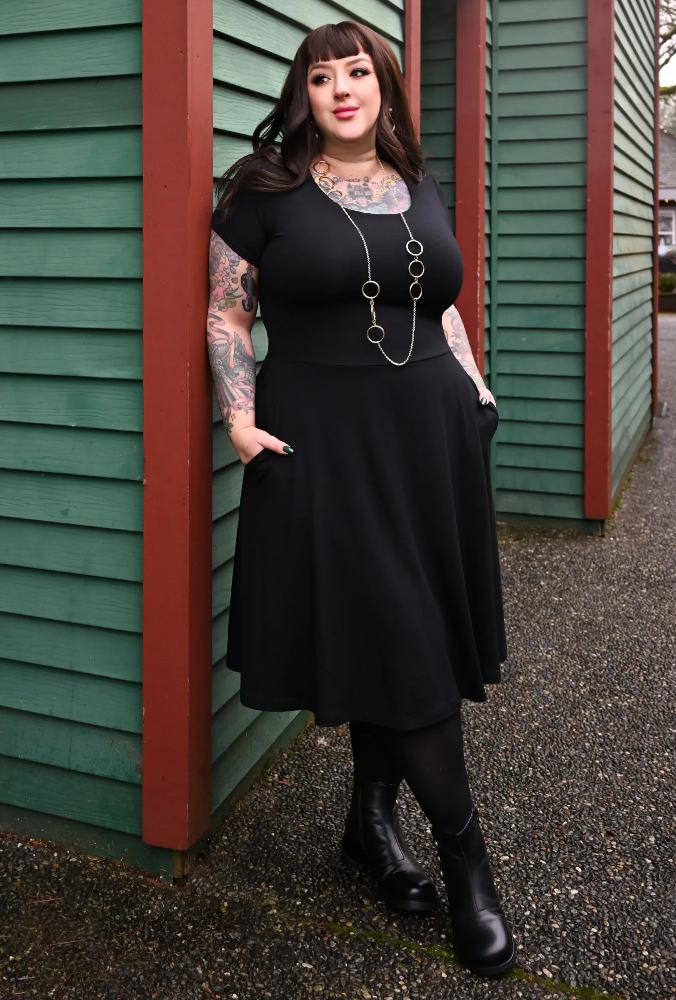 Farrah Dress - Black Bamboo Knit sold by Cherry Velvet
