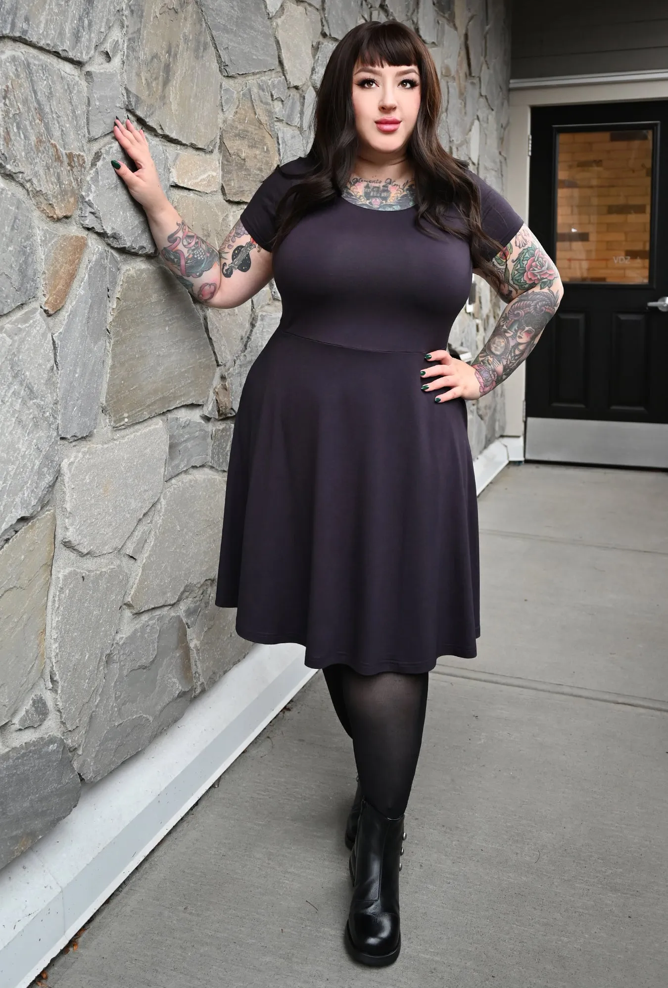 Farrah Dress - Ink Bamboo Knit sold by Cherry Velvet product image thumbnail 2