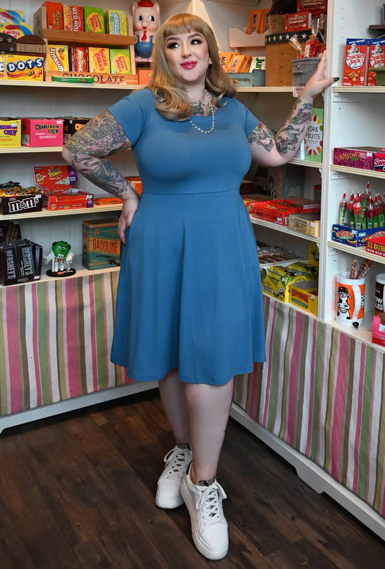 Farrah Dress - Sky Bamboo Knit sold by Cherry Velvet product image thumbnail 3