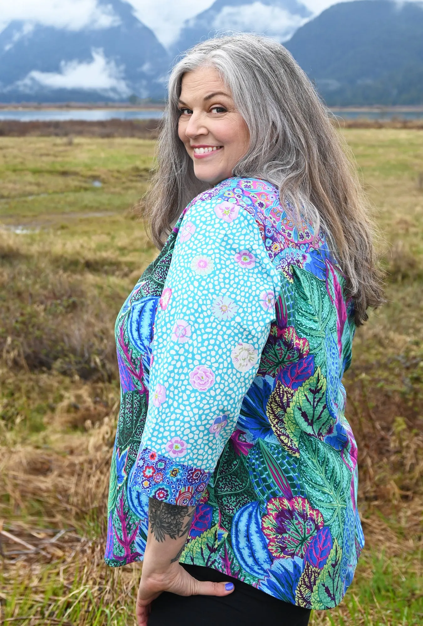 Eden Floral Shirt - Turquoise Coleus - only XL left sold by Cherry Velvet product image thumbnail 3