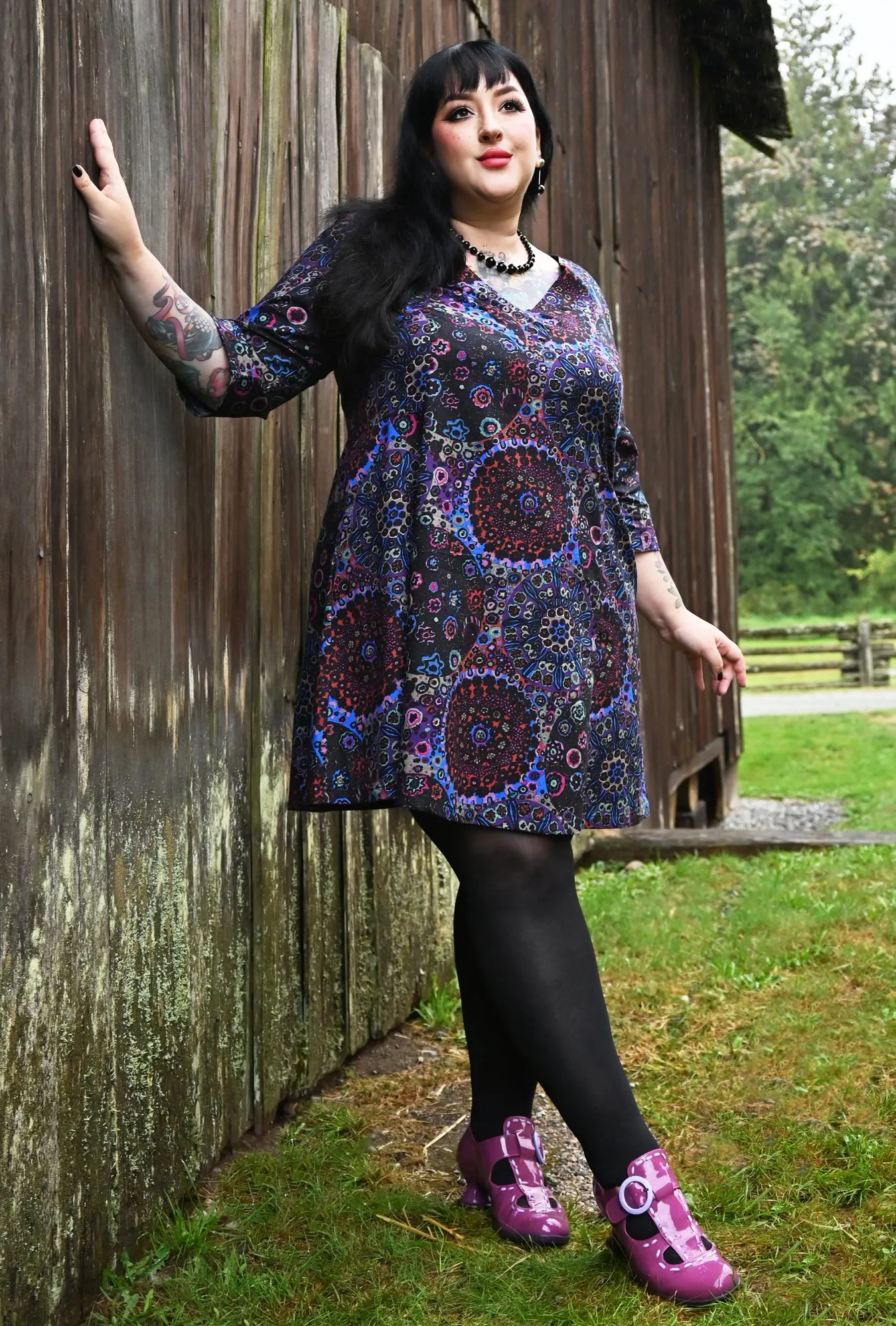 Greta - Dark Millifiore - Floral Mandala Tunic Dress sold by Cherry Velvet product image thumbnail 4