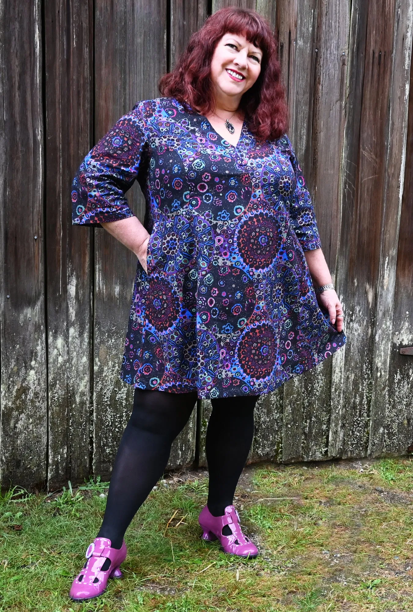 Greta - Dark Millifiore - Floral Mandala Tunic Dress sold by Cherry Velvet product image thumbnail 3