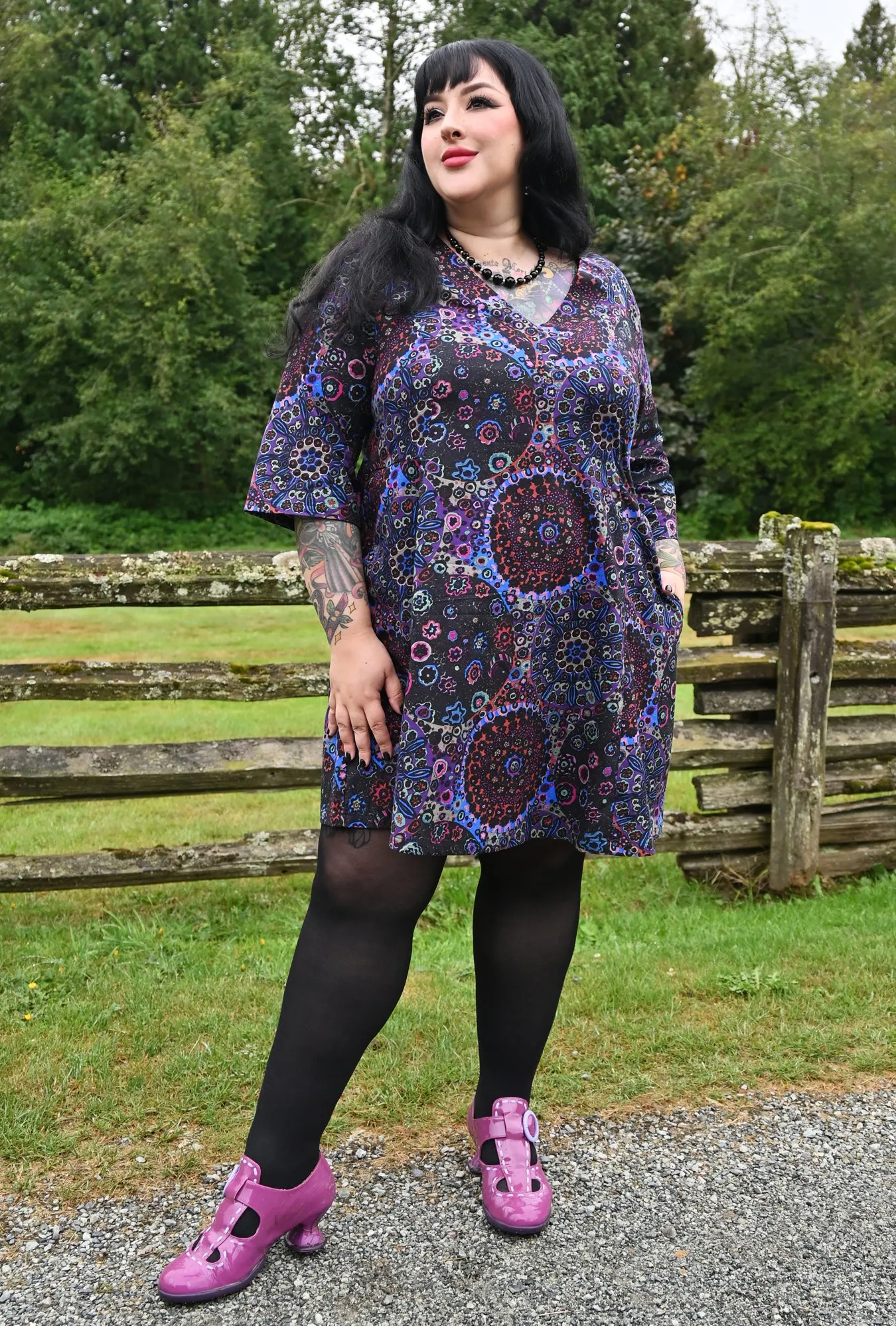 Greta - Dark Millifiore - Floral Mandala Tunic Dress sold by Cherry Velvet