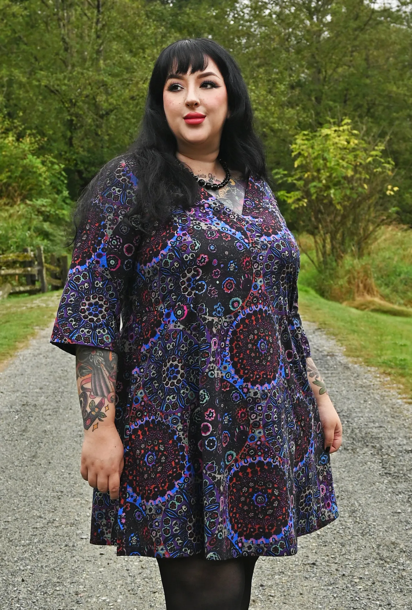 Greta - Dark Millifiore - Floral Mandala Tunic Dress sold by Cherry Velvet product image thumbnail 2
