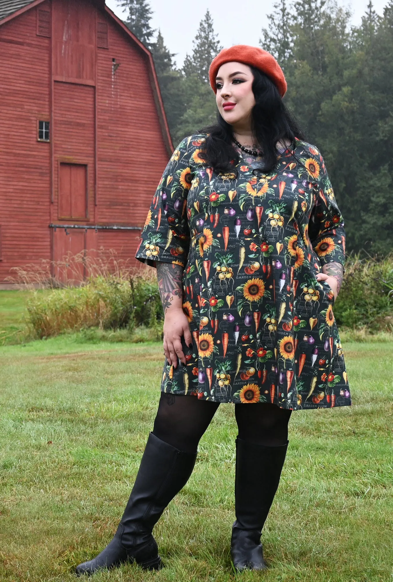 Greta- Turnip the Style - Vegetable Print Tunic Dress sold by Cherry Velvet product image thumbnail 2