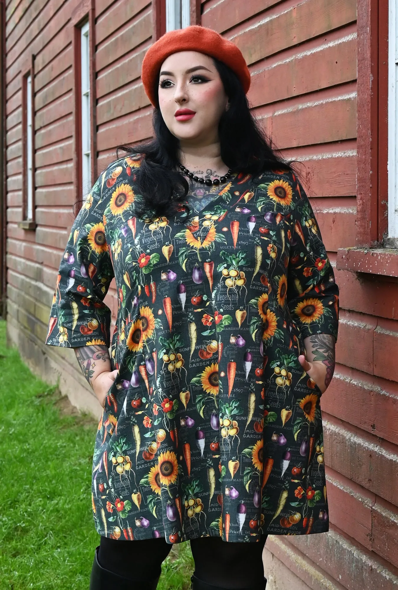 Greta- Turnip the Style - Vegetable Print Tunic Dress sold by Cherry Velvet product image thumbnail 3