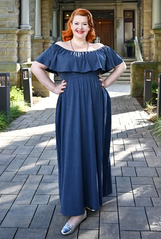 Meadow Maxi Dress - Denim Blue Bamboo Knit sold by Cherry Velvet