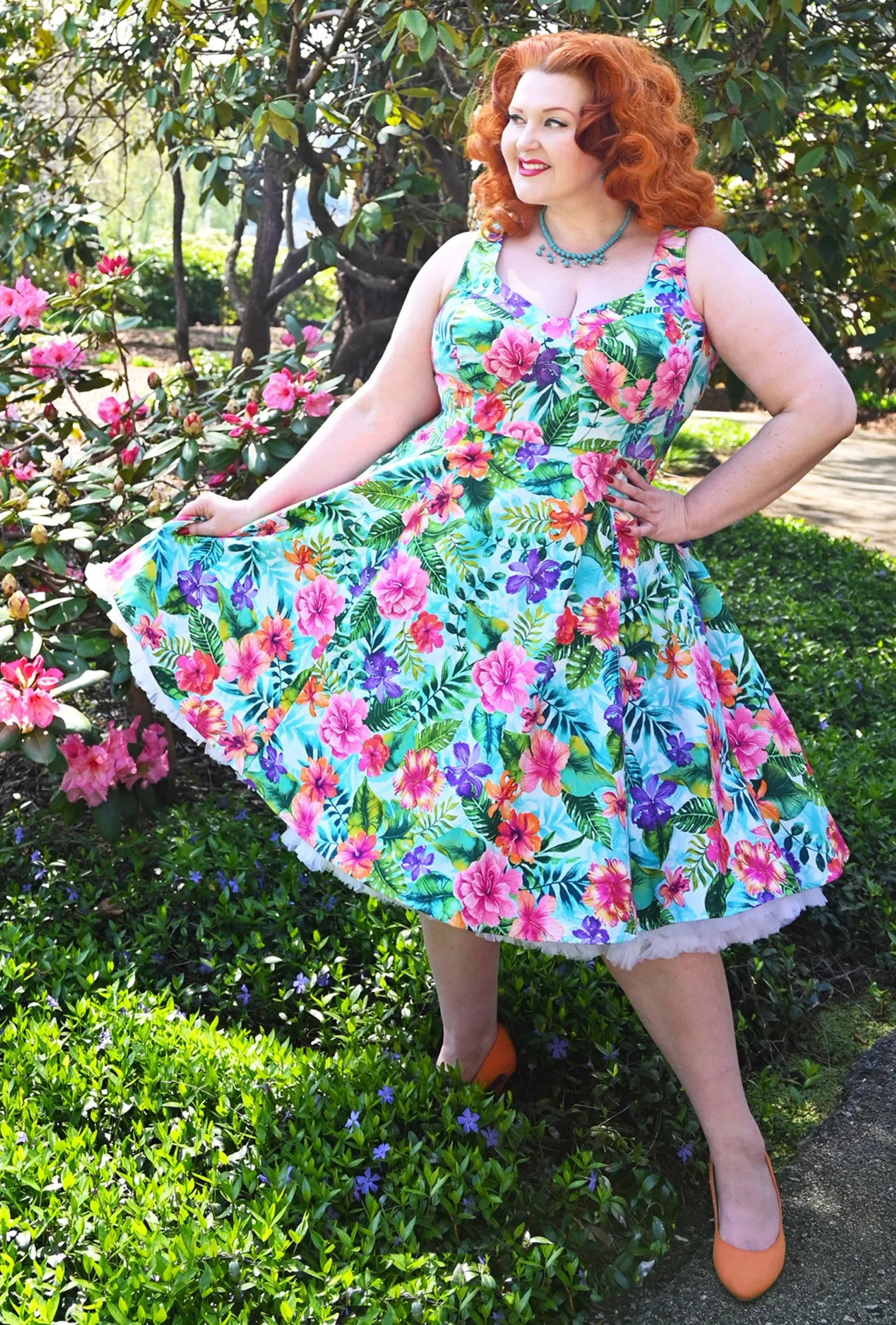 Doris - Hibis-kissed - Hawaiian Hibiscus Dress sold by Cherry Velvet product image thumbnail 3