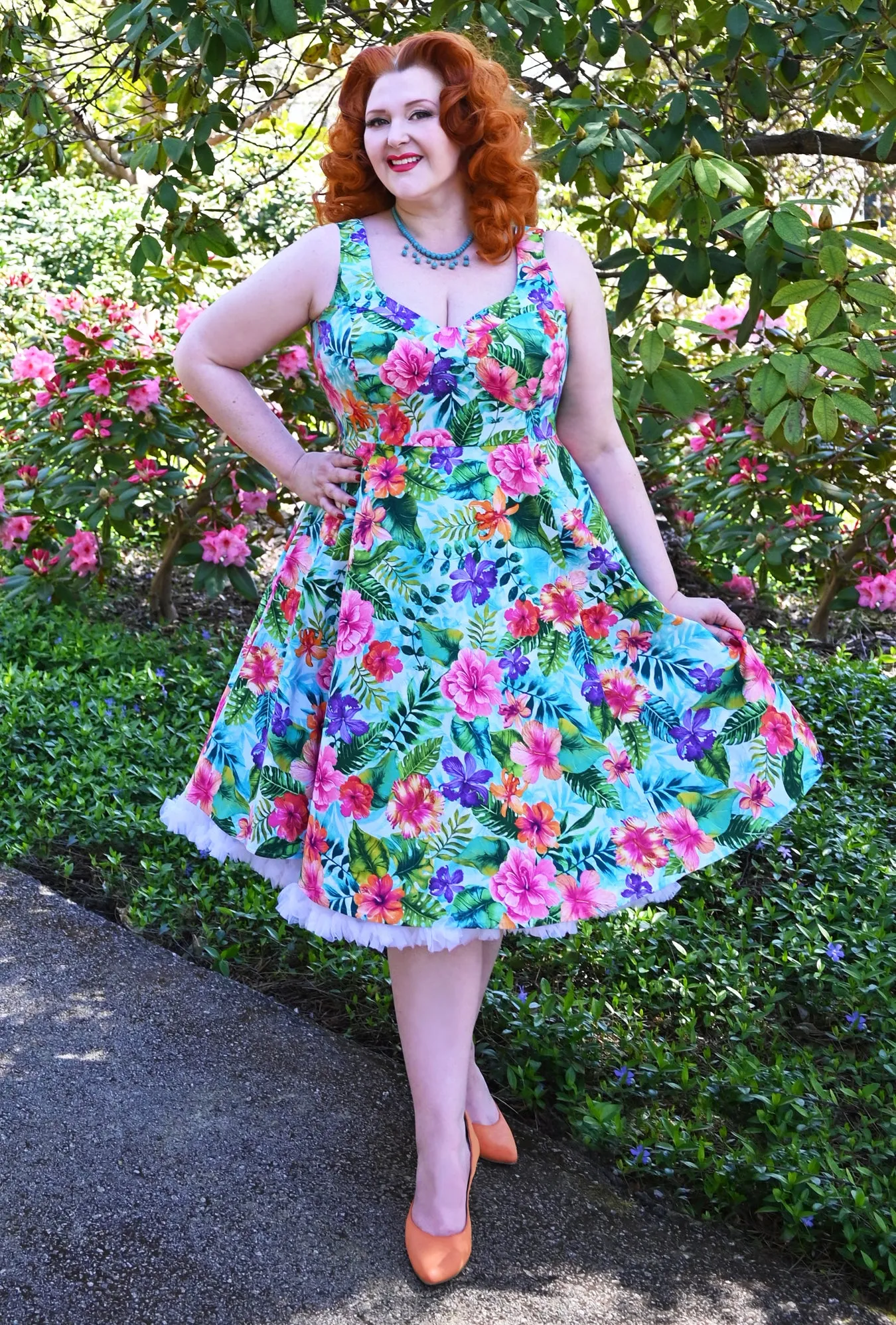 Doris - Hibis-kissed - Hawaiian Hibiscus Dress sold by Cherry Velvet product image thumbnail 2