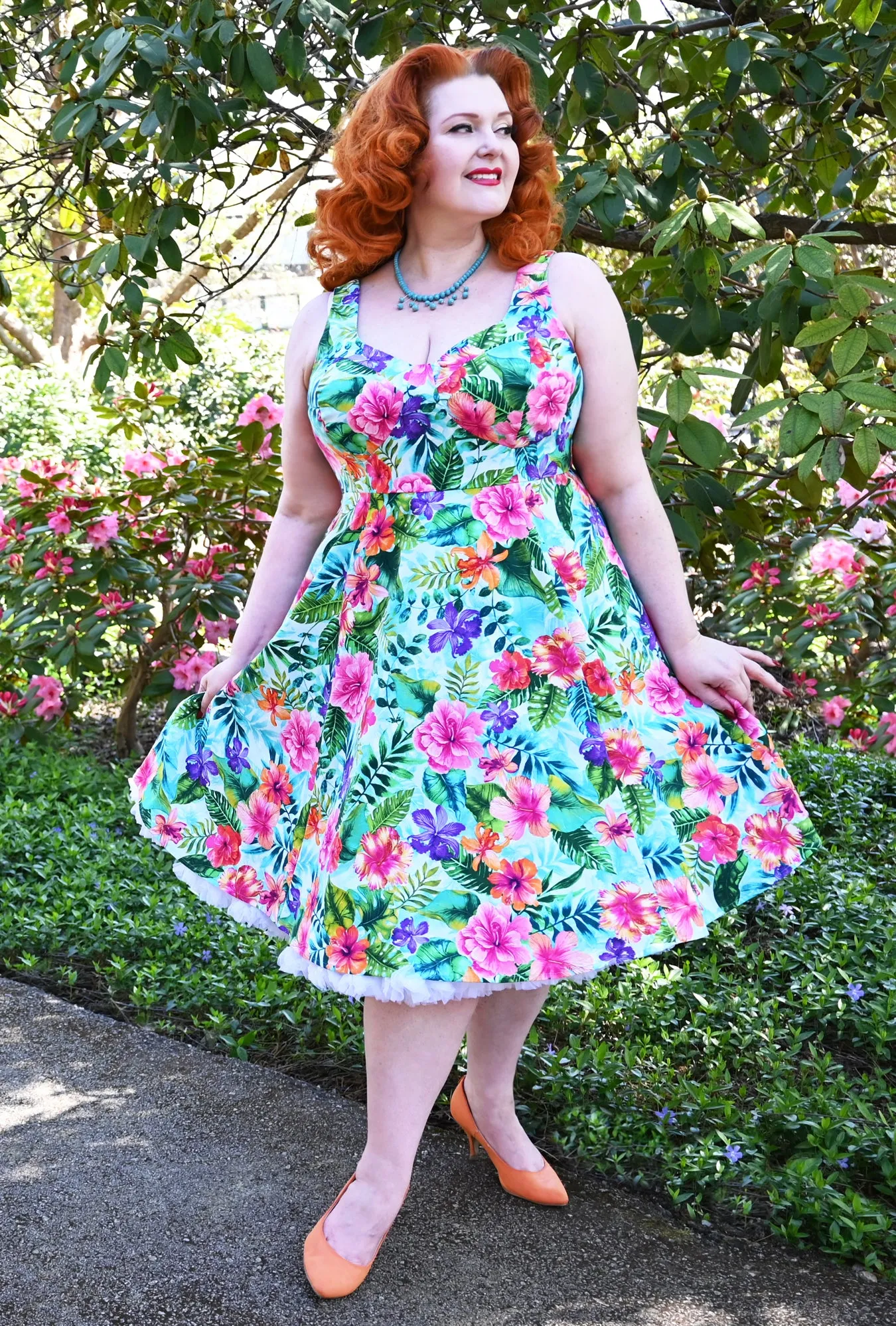 Doris - Hibis-kissed - Hawaiian Hibiscus Dress sold by Cherry Velvet